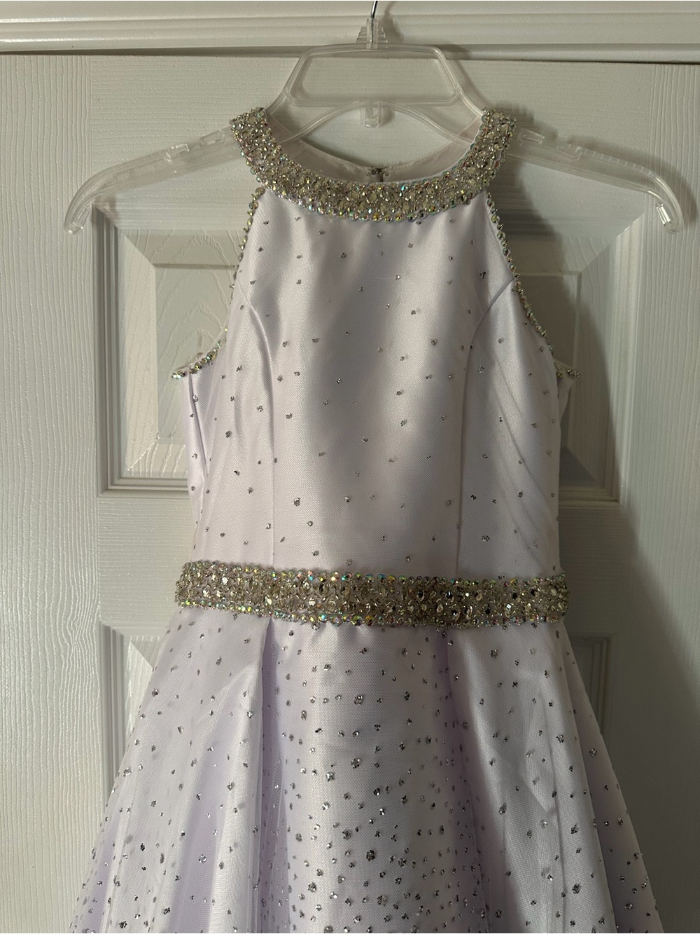 White Little Rosie Size 8 Sparkle Halter Ball Gown Dress